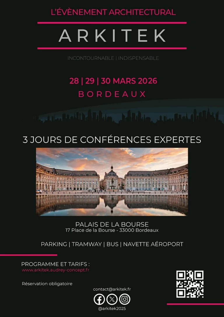 Affiche pour l'évènement Arkitek réalisée sur Illustrator sur fond noir