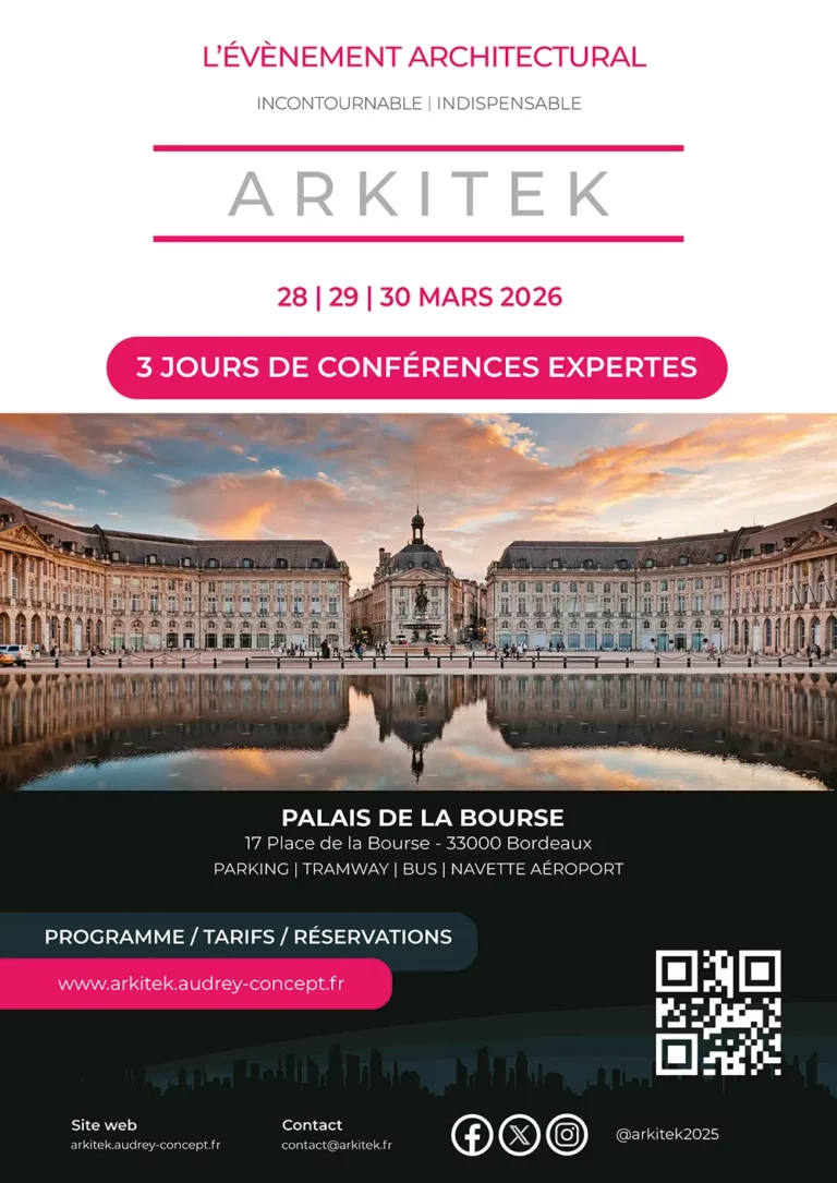 Affiche pour l'évènement Arkitek réalisée sur Illustrator sur fond blanc