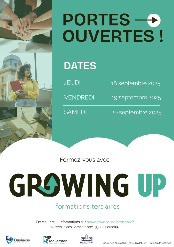 Affiche pour les portes ouvertes Growing Up, réalisée sur illustrator