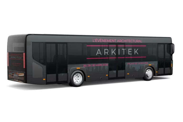 Mockup bus de l'affiche de l'évènement Arkitek à Bordeaux