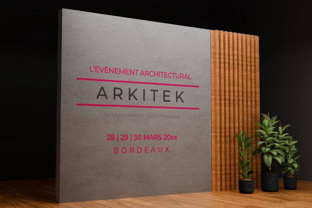 Logo Arkitek mockup sur un mur, réalisé sur Photoshop