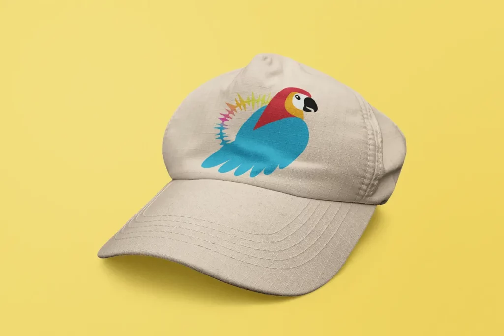 Mockup réalisé sur Photoshop de casquette avec logo de ChantLibre