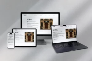 Mockup sur desktop, portable, mobile et tablette du site web BDRG
