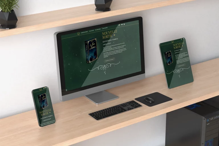 Mockup version mobile et desktop du site web Éditions Etherias de Audrey Boussarie, designer ui